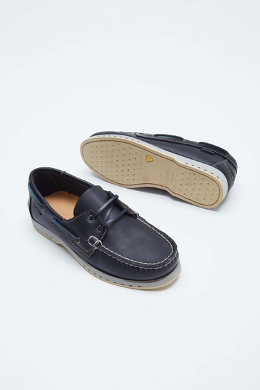  Tamer Tanca Kadın Hakiki Deri Lacivert Loafer Ayakkabı