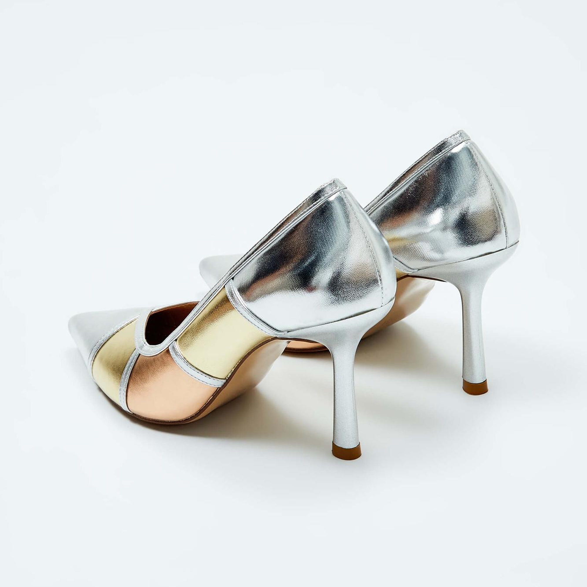 Tamer Tanca Kadın Vegan Gümüş Kombin Stiletto Ayakkabı