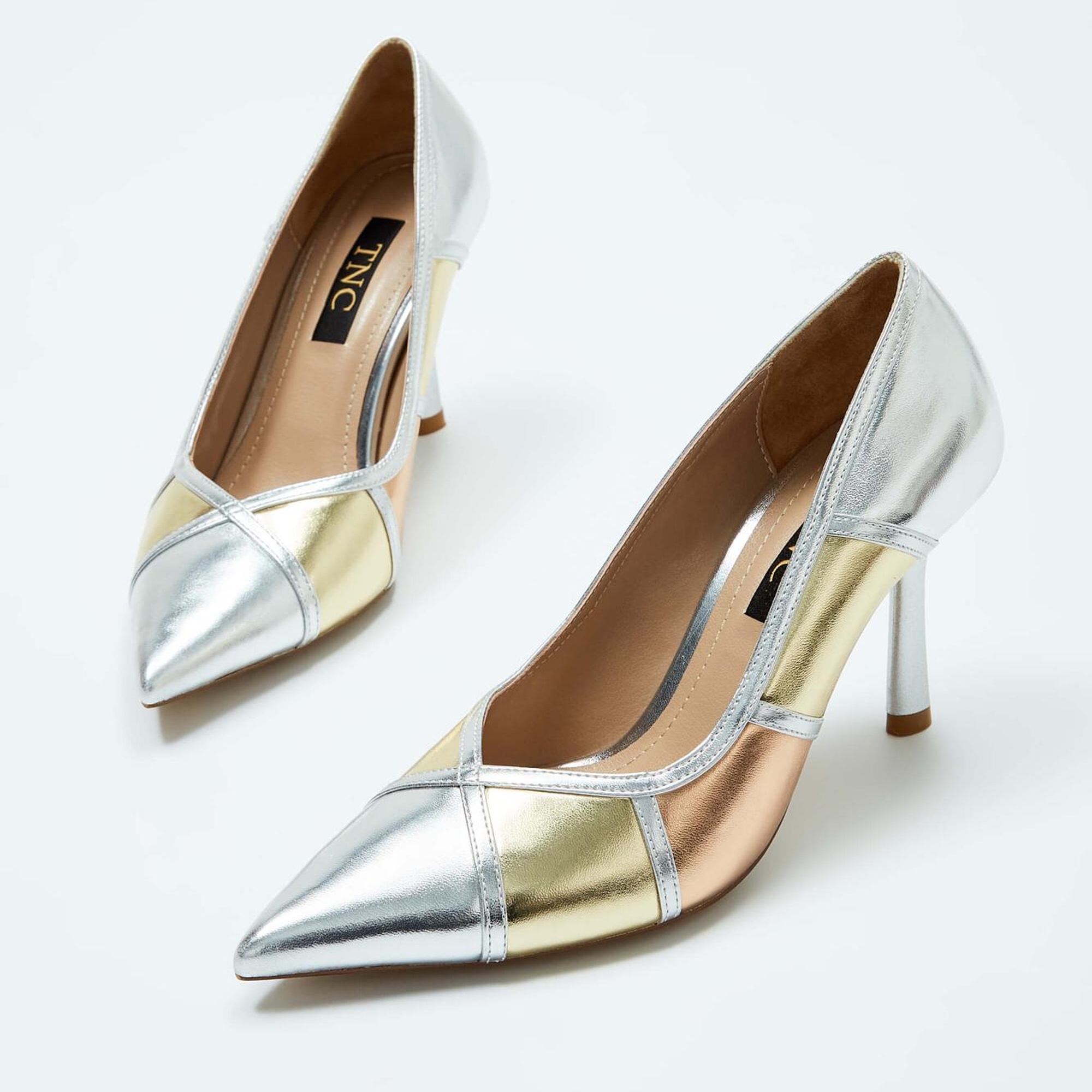 Tamer Tanca Kadın Vegan Gümüş Kombin Stiletto Ayakkabı