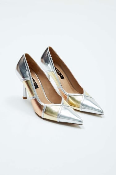  Tamer Tanca Kadın Vegan Gümüş Kombin Stiletto Ayakkabı