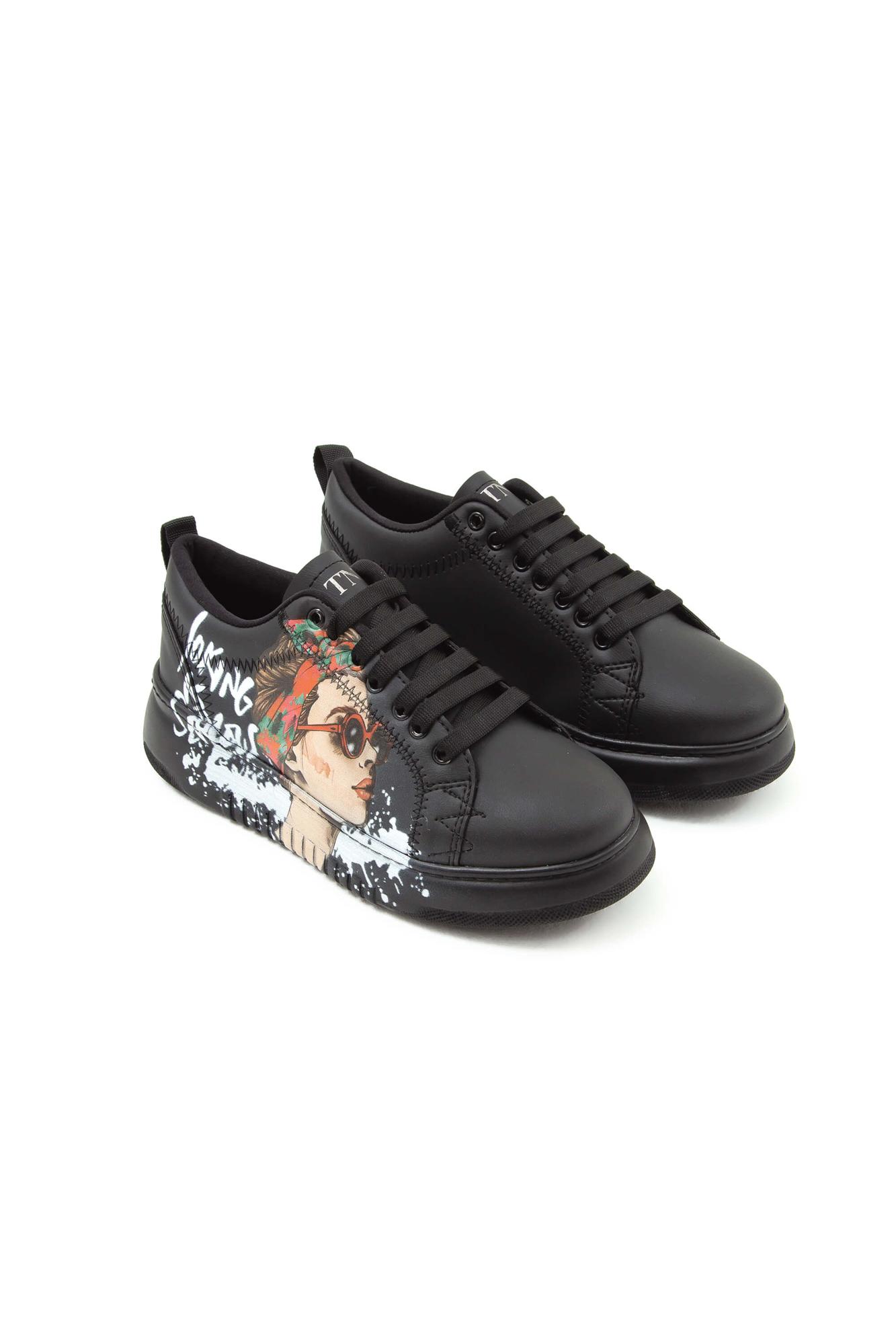  Tamer Tanca Kadın Vegan Siyah Sneakers & Spor Ayakkabı