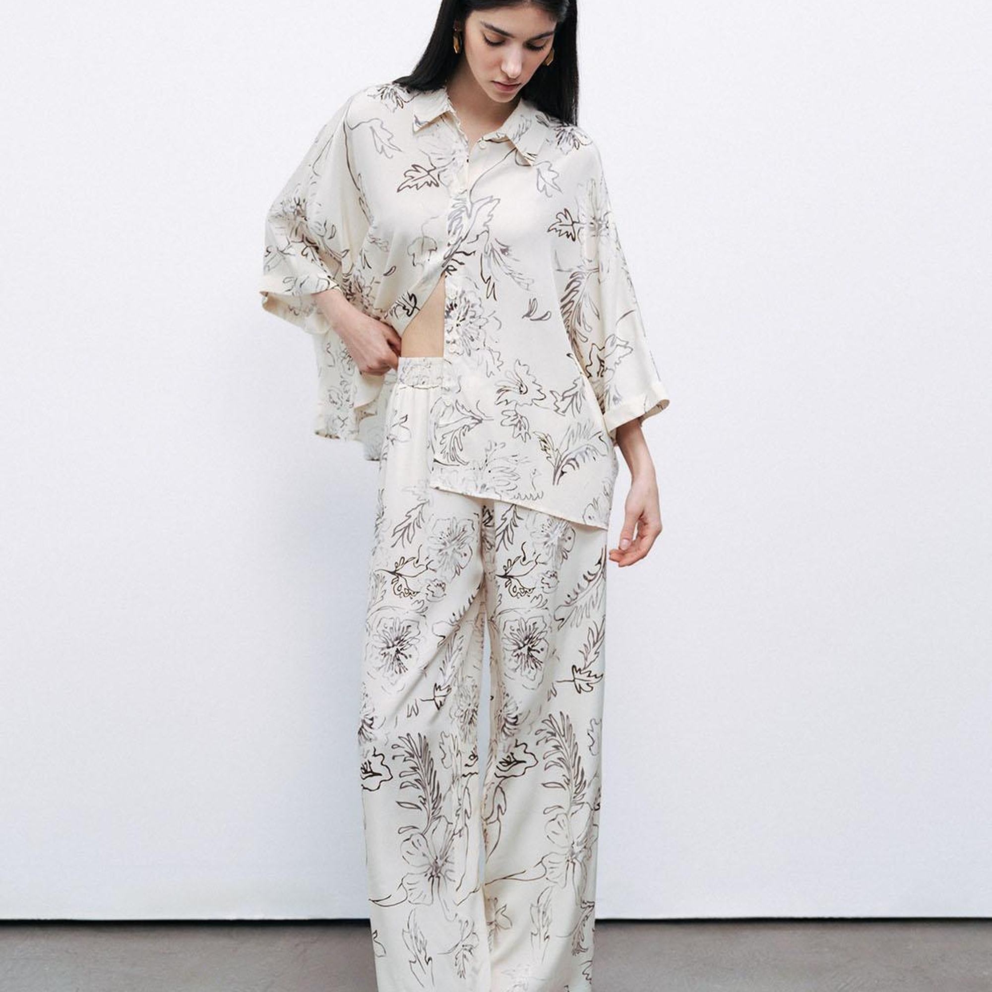 Desenli Jakarlı Pantolon