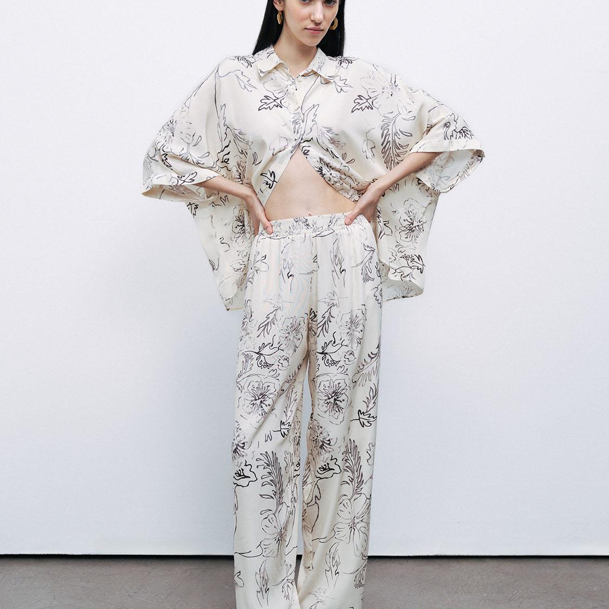 Desenli Jakarlı Pantolon