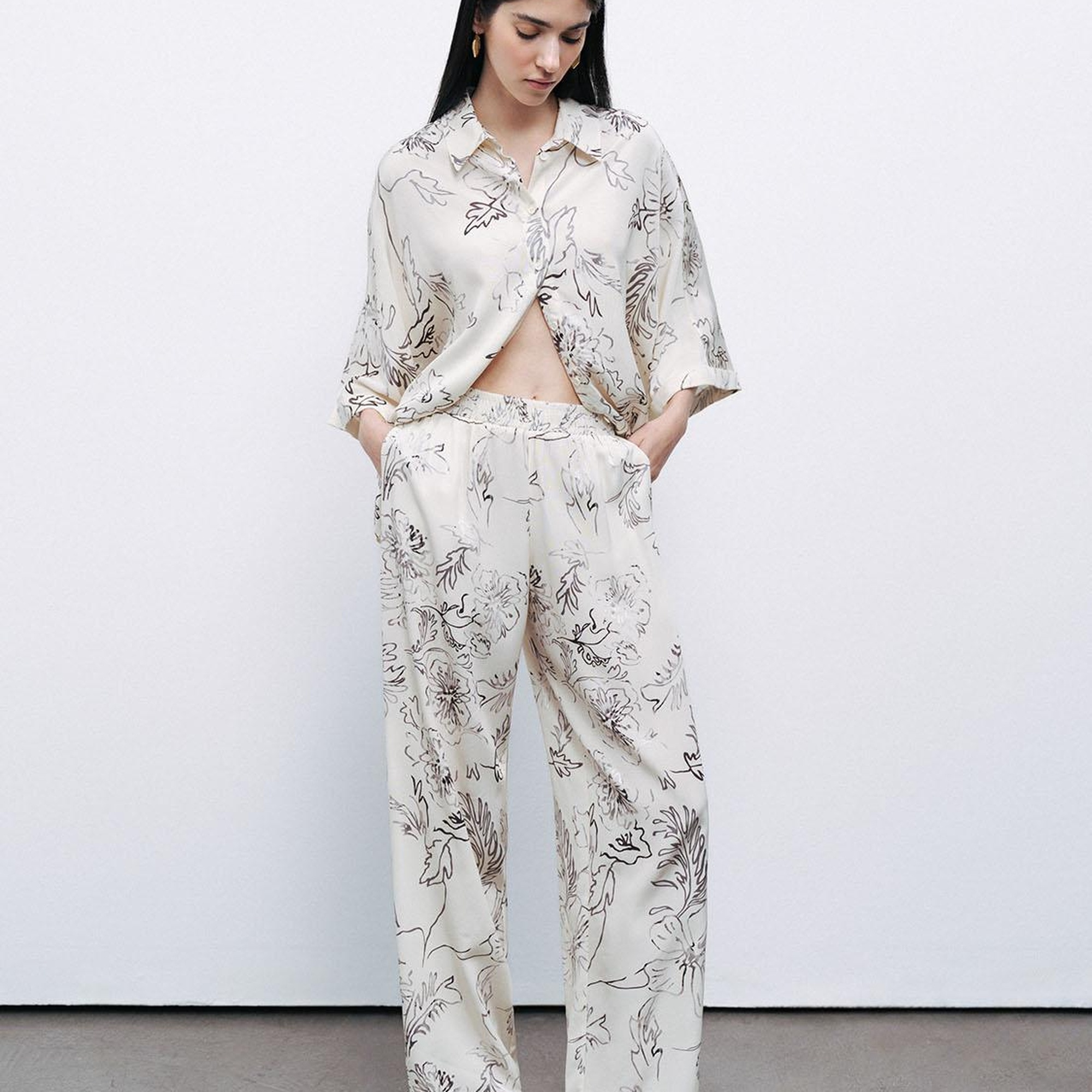 Desenli Jakarlı Pantolon