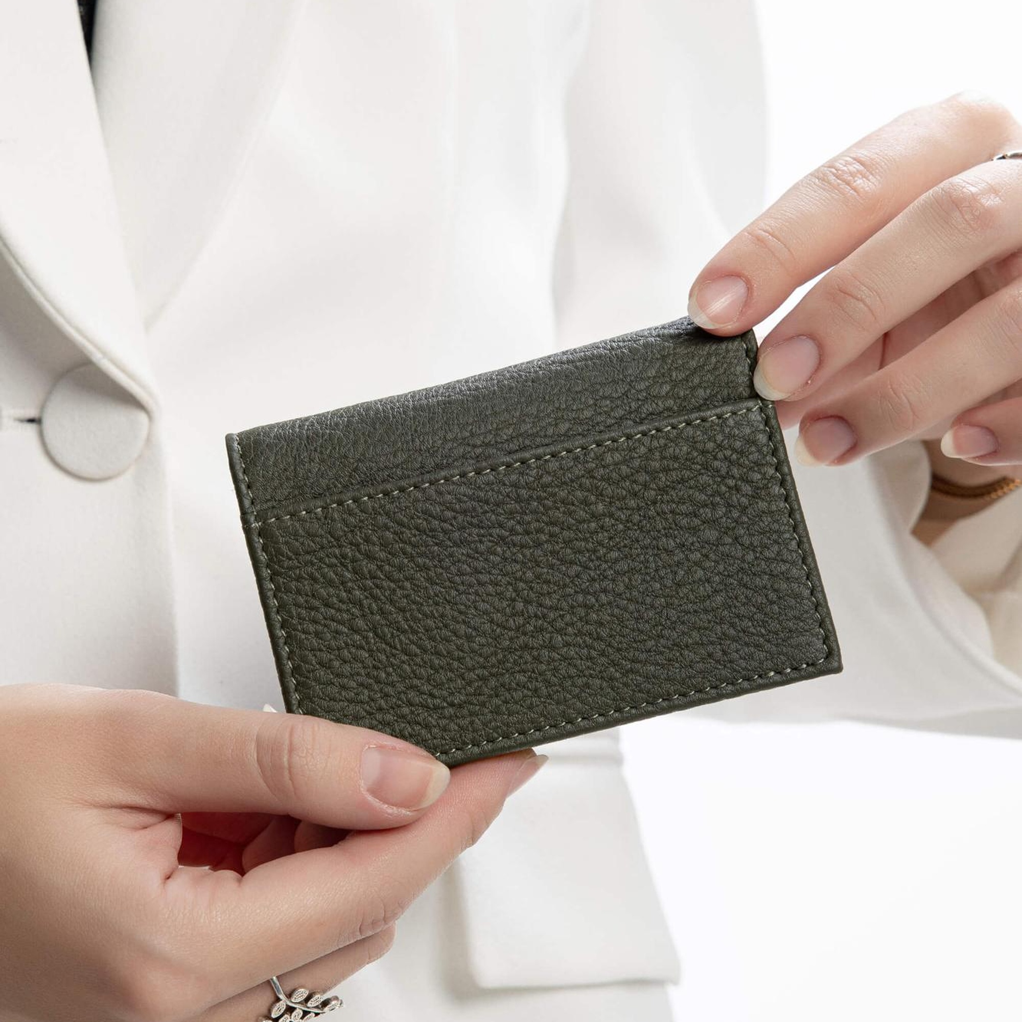 Tamer Tanca Kadın Hakiki Deri Yeşil Kartlık