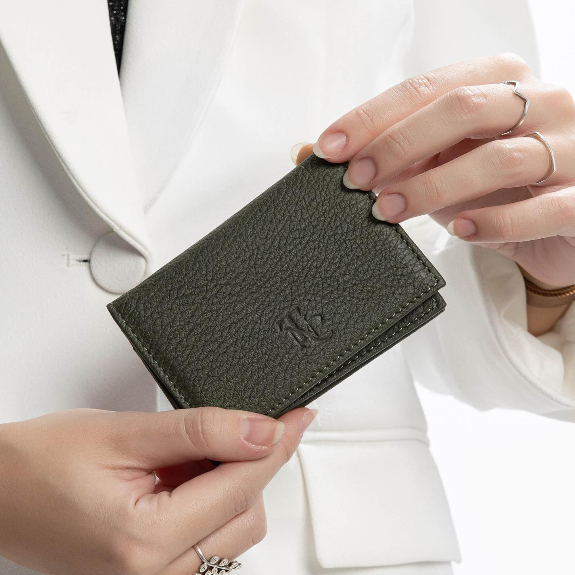 Tamer Tanca Kadın Hakiki Deri Yeşil Kartlık