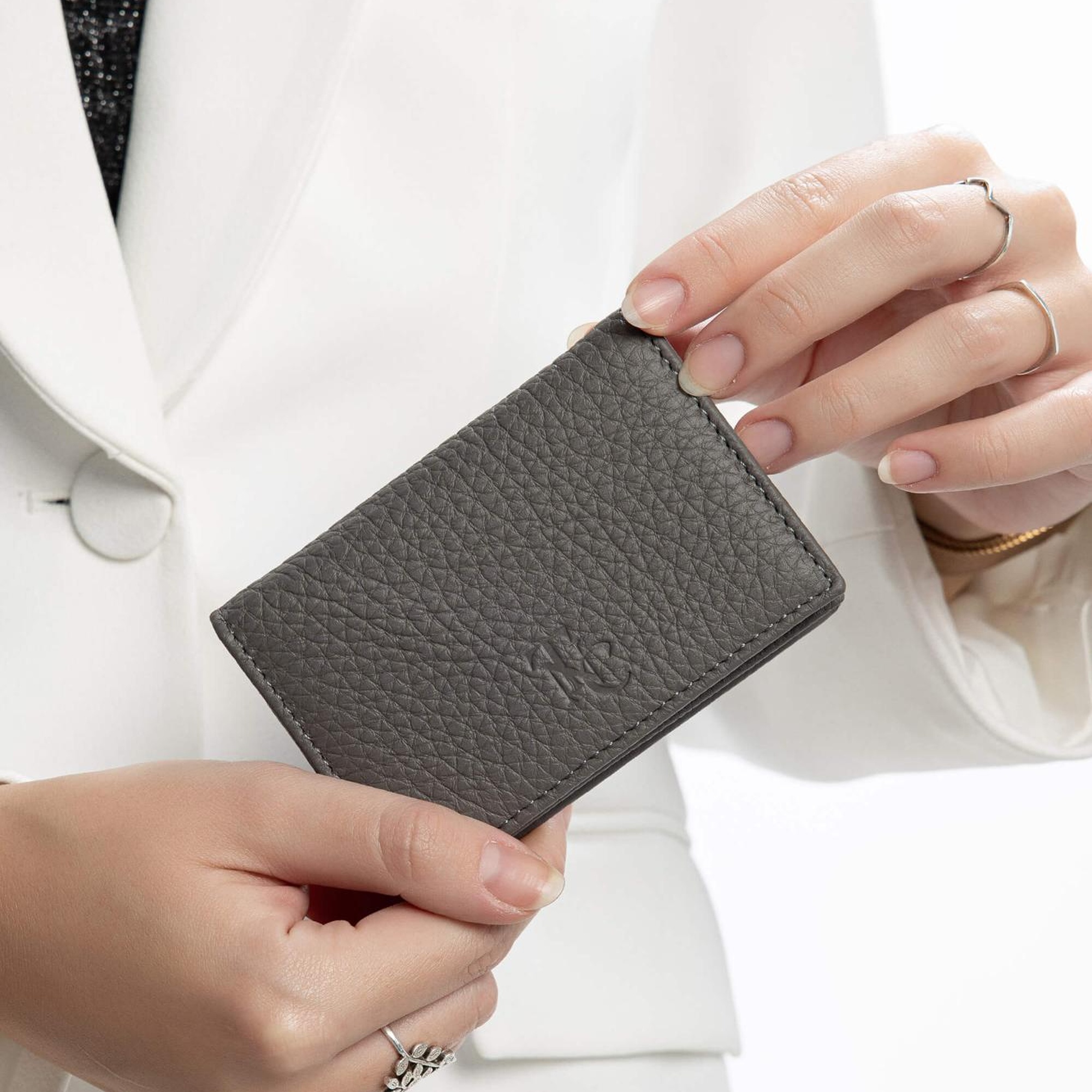 Tamer Tanca Kadın Hakiki Deri Gri Kartlık