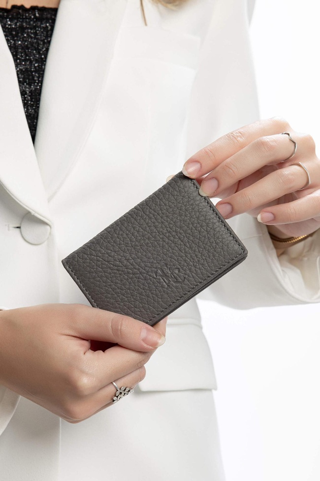  Tamer Tanca Kadın Hakiki Deri Gri Kartlık