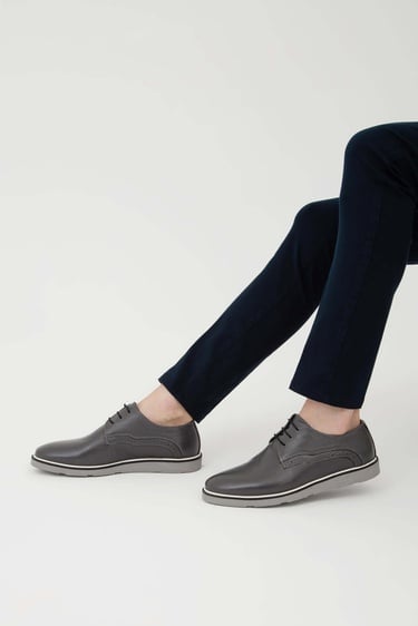  Tamer Tanca Erkek Hakiki Deri Gri Casual Ayakkabı