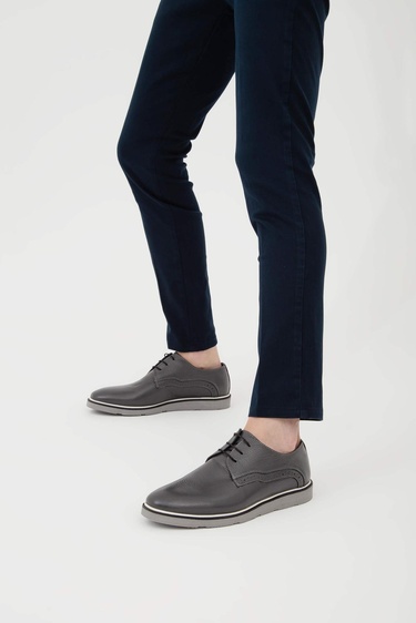  Tamer Tanca Erkek Hakiki Deri Gri Casual Ayakkabı