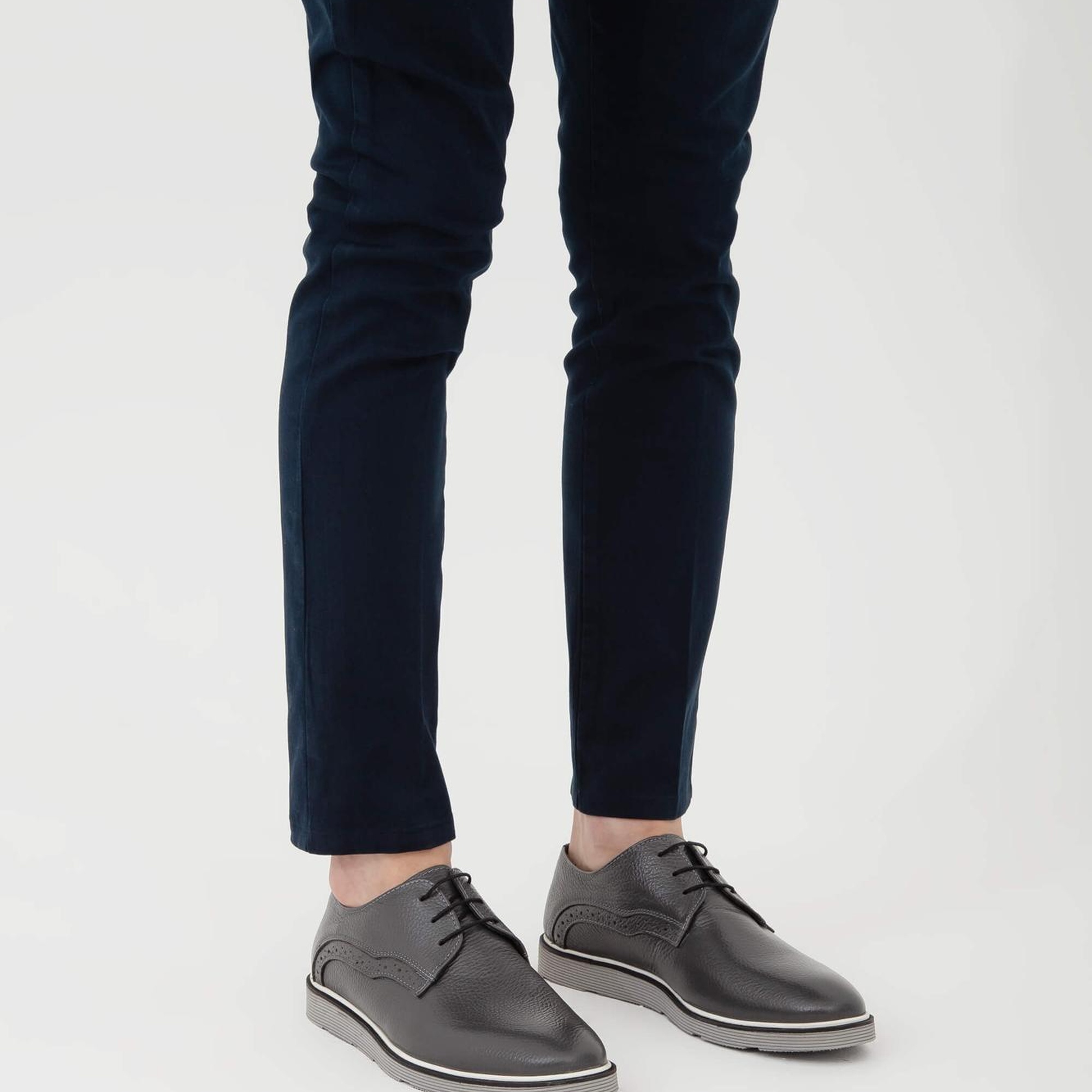 Tamer Tanca Erkek Hakiki Deri Gri Casual Ayakkabı