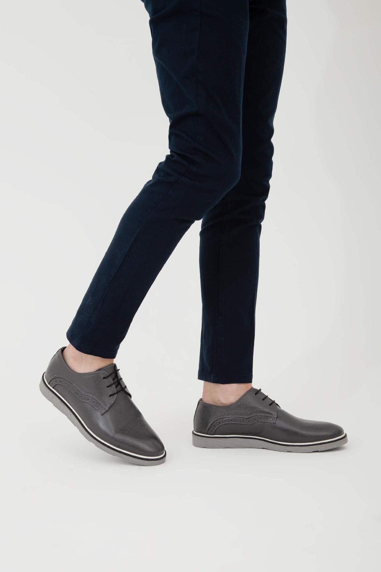  Tamer Tanca Erkek Hakiki Deri Gri Casual Ayakkabı