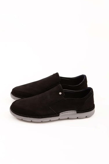  Tamer Tanca Erkek Hakiki Deri Siyah Nubuk Casual Ayakkabı