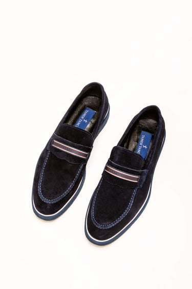  Tamer Tanca Erkek Hakiki Deri Lacivert Süet Casual Ayakkabı