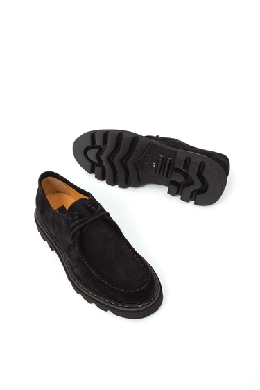  Tamer Tanca Erkek Hakiki Deri Siyah Süet Casual Ayakkabı