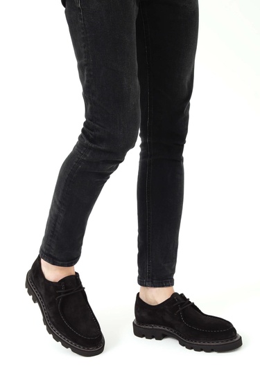  Tamer Tanca Erkek Hakiki Deri Siyah Süet Casual Ayakkabı