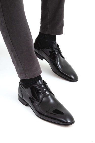  Tamer Tanca Erkek Hakiki Deri Siyah Rugan Klasik Ayakkabı