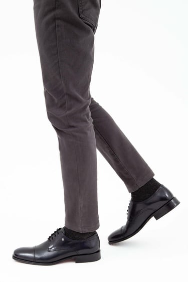  Tamer Tanca Erkek Hakiki Deri Lacivert Klasik Ayakkabı