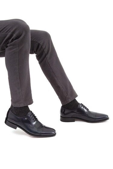  Tamer Tanca Erkek Hakiki Deri Lacivert Klasik Ayakkabı