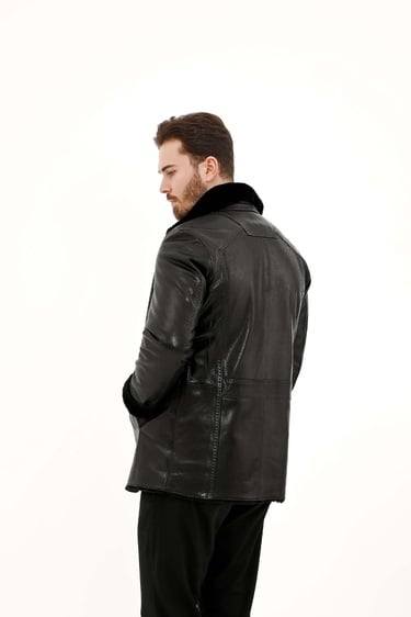  Tamer Tanca Erkek Hakiki Deri Siyah Deri Mont