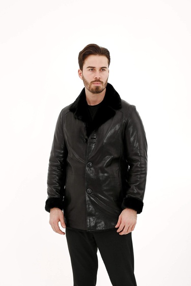  Tamer Tanca Erkek Hakiki Deri Siyah Deri Mont
