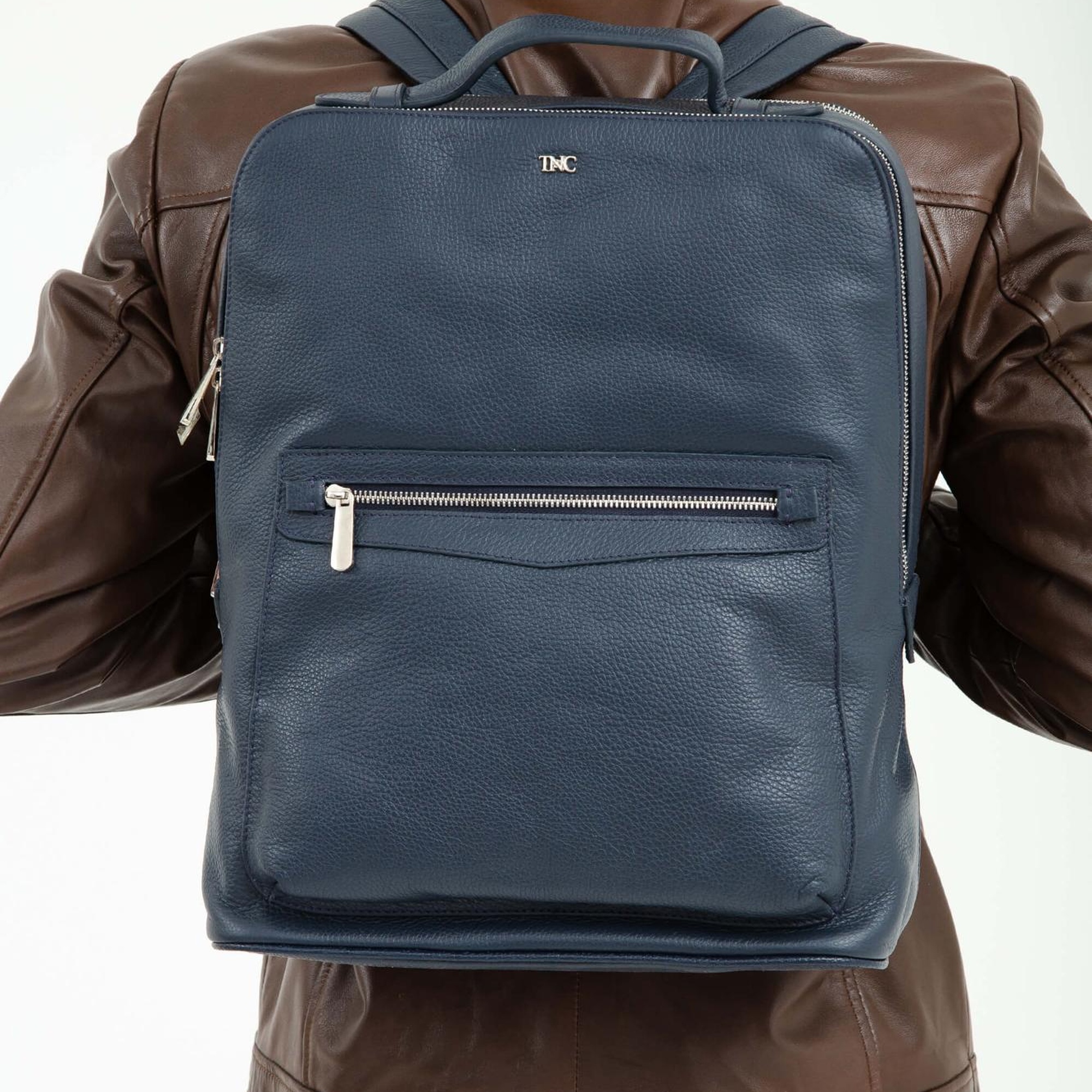 Tamer Tanca Erkek Hakiki Deri Lacivert Sırt Çantası