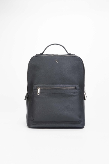  Tamer Tanca Erkek Hakiki Deri Siyah Floter Sırt Çantası