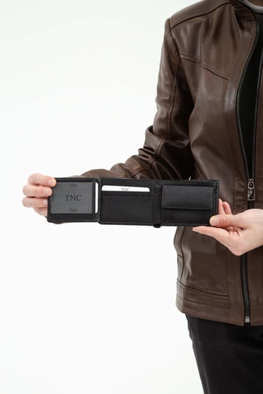  Tamer Tanca Erkek Hakiki Deri Siyah Cüzdan Cuzdan