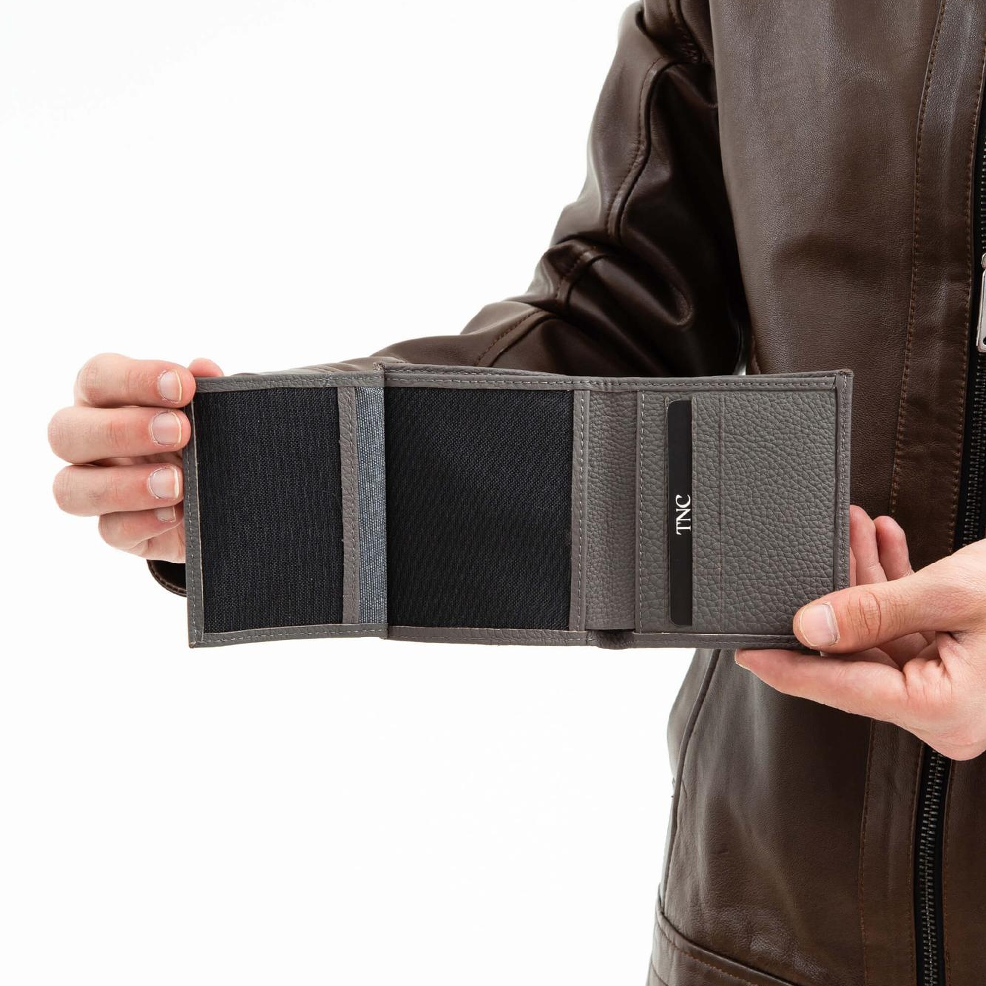 Tamer Tanca Erkek Hakiki Deri Gri Cüzdan Cuzdan