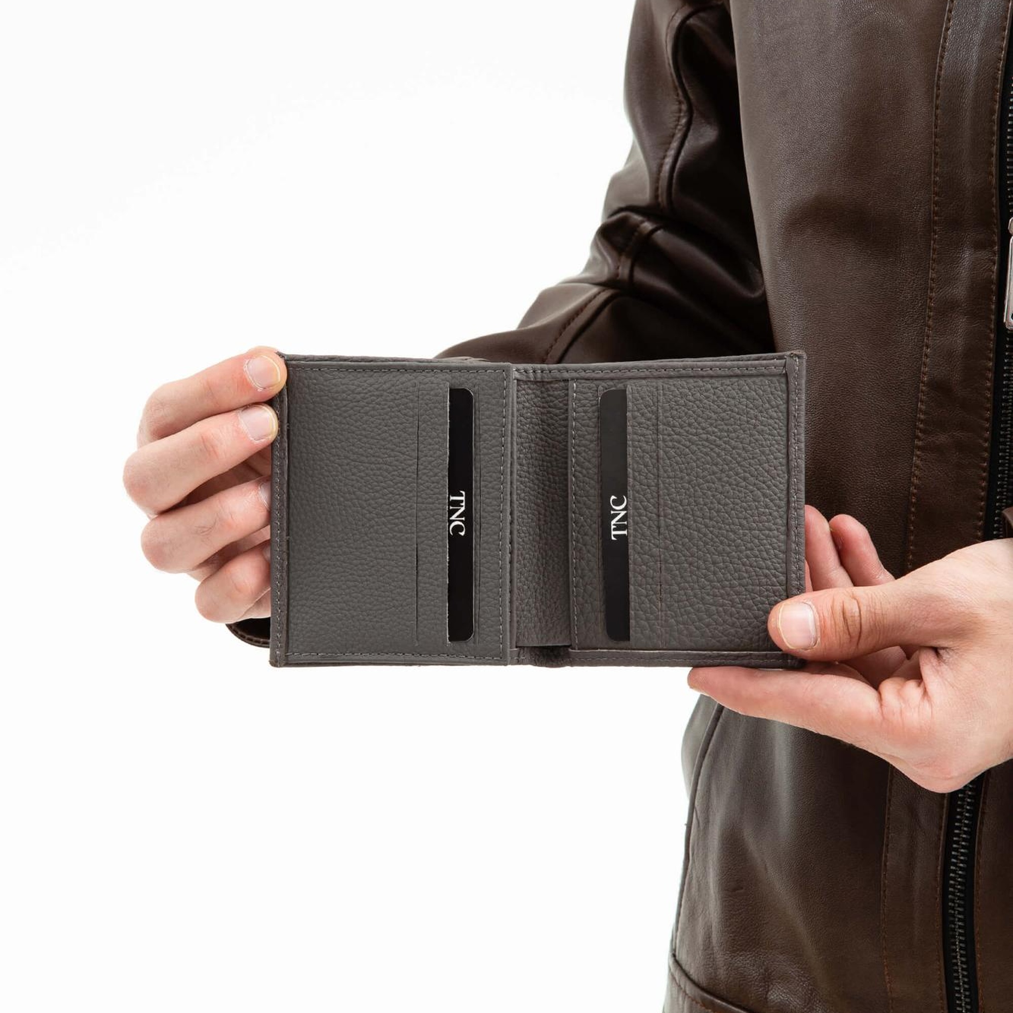 Tamer Tanca Erkek Hakiki Deri Gri Cüzdan Cuzdan