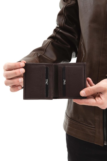  Tamer Tanca Erkek Hakiki Deri Kahverengi Togo Cüzdan Cuzdan