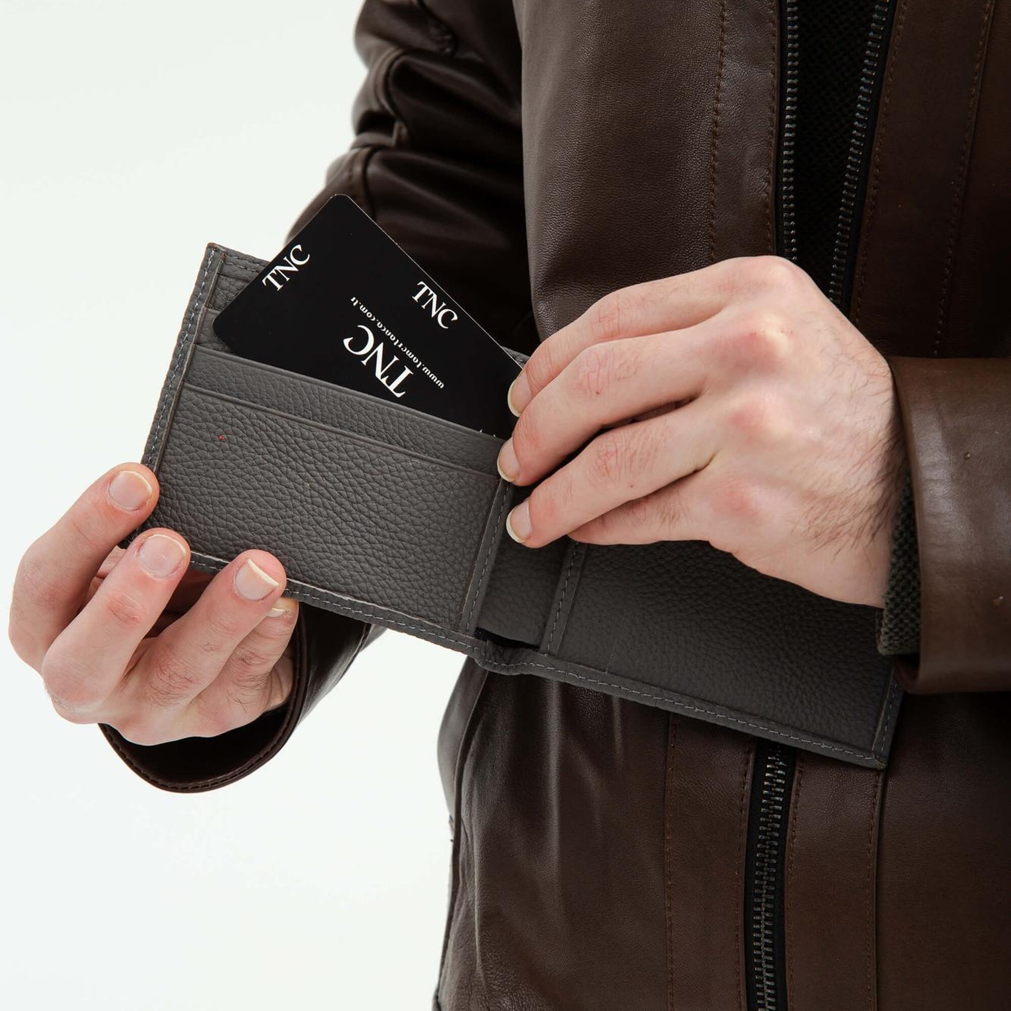 Tamer Tanca Erkek Hakiki Deri Gri Cüzdan Cuzdan