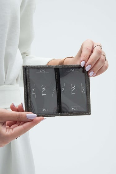  Tamer Tanca Erkek Hakiki Deri Gri Kartlık