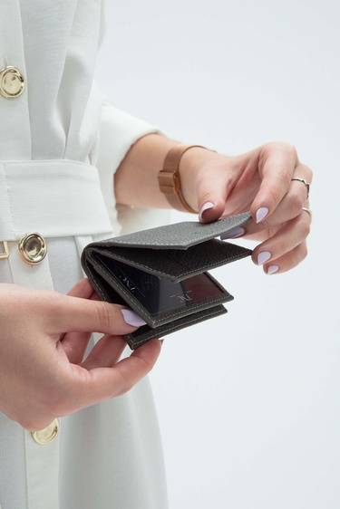  Tamer Tanca Erkek Hakiki Deri Gri Kartlık