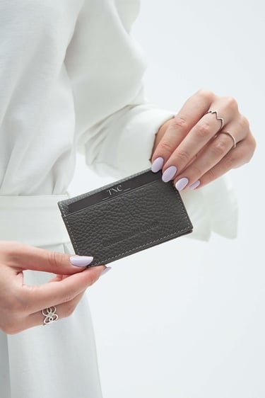  Tamer Tanca Erkek Hakiki Deri Gri Kartlık