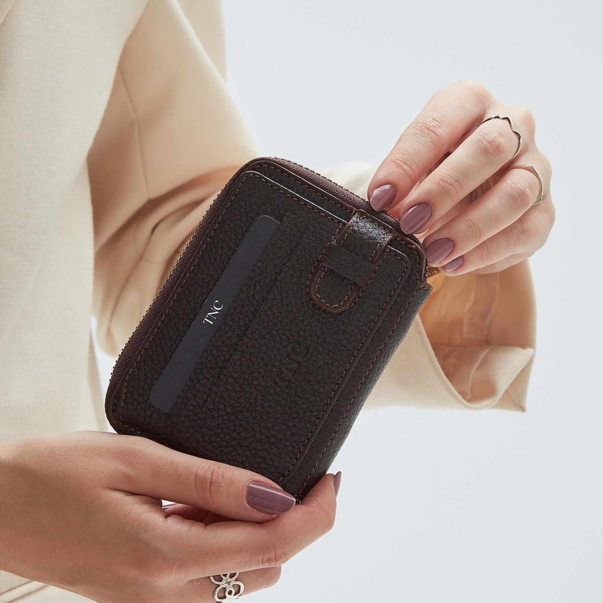 Tamer Tanca Erkek Hakiki Deri Kahverengi Floter Kartlık