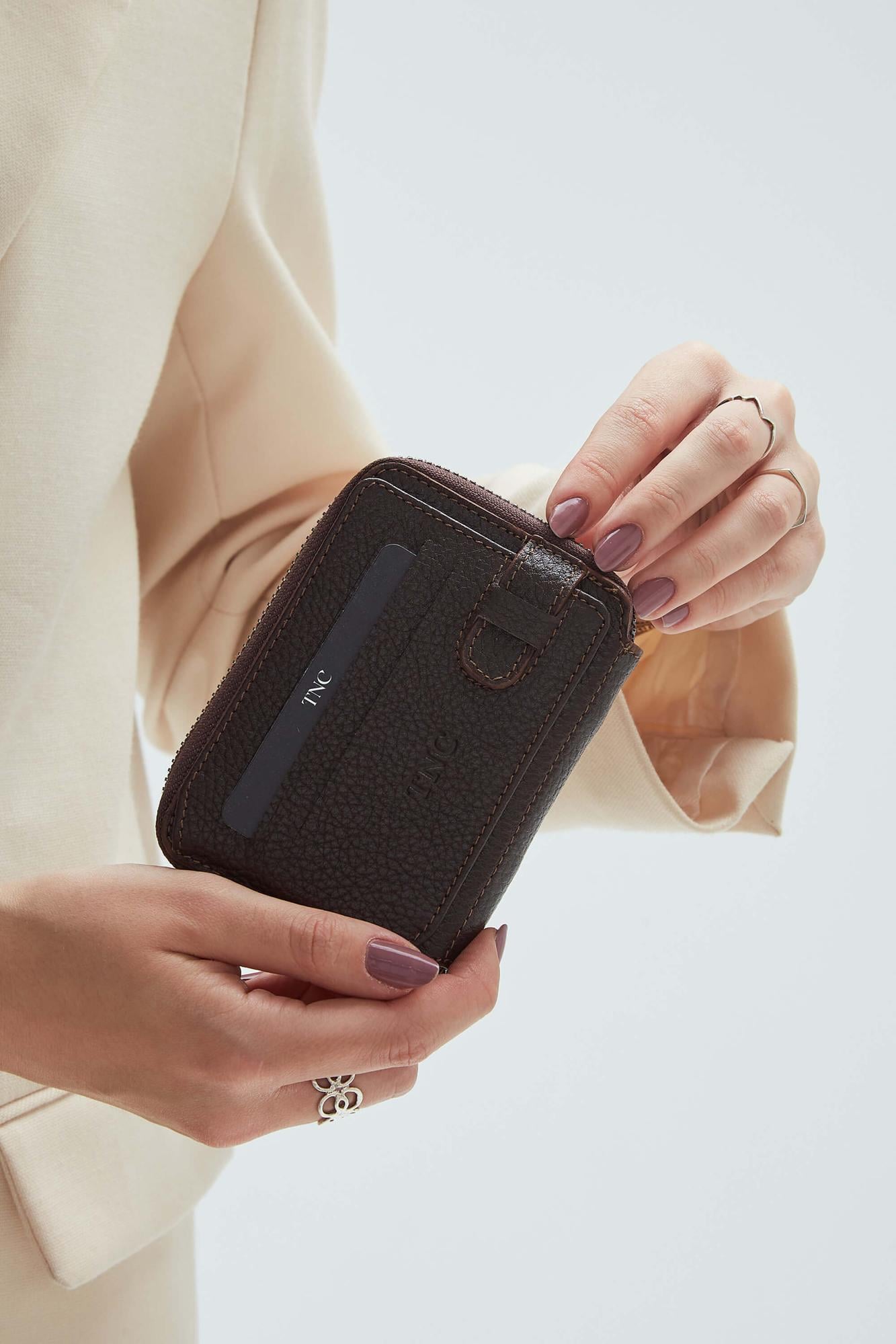  Tamer Tanca Erkek Hakiki Deri Kahverengi Floter Kartlık