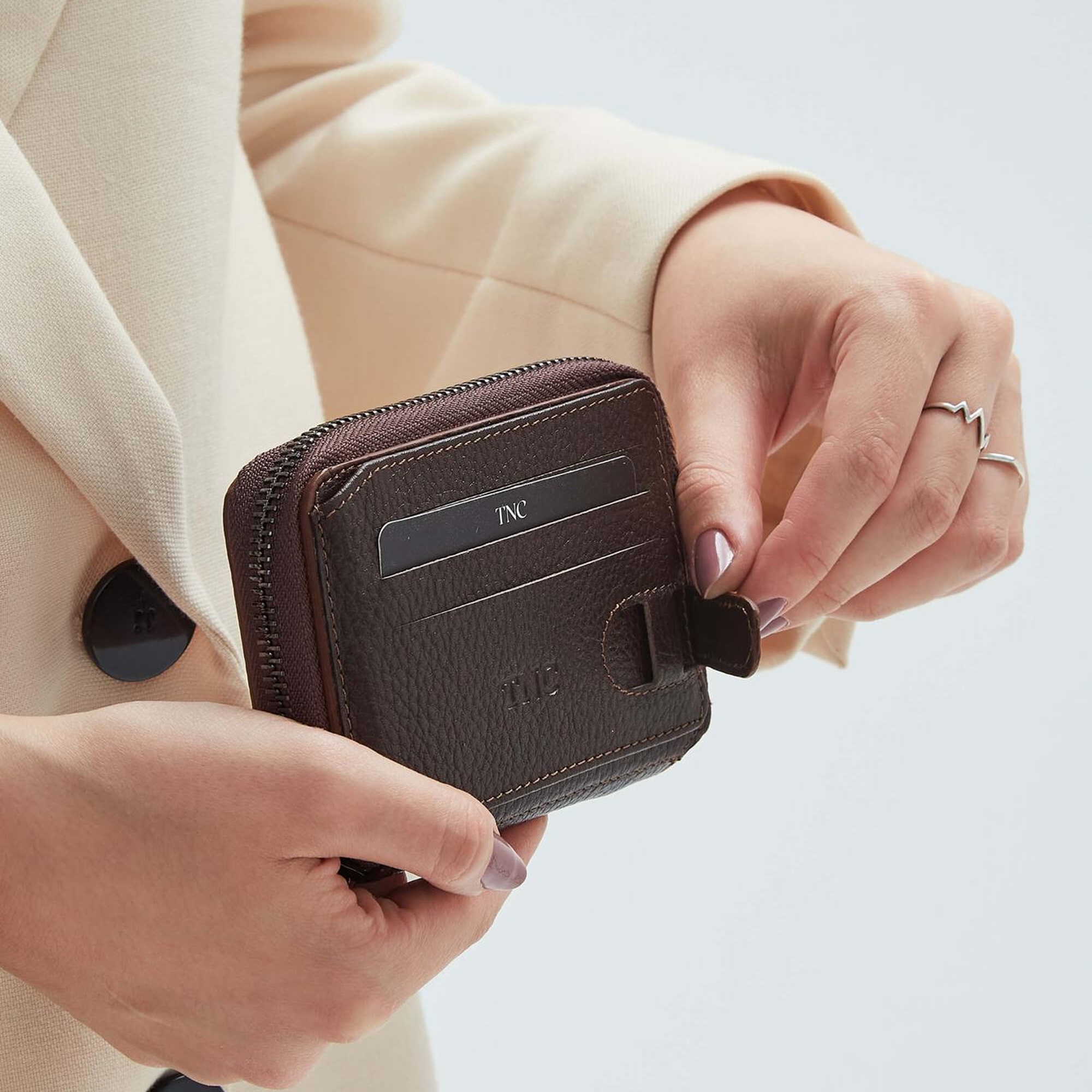 Tamer Tanca Erkek Hakiki Deri Kahverengi Floter Kartlık