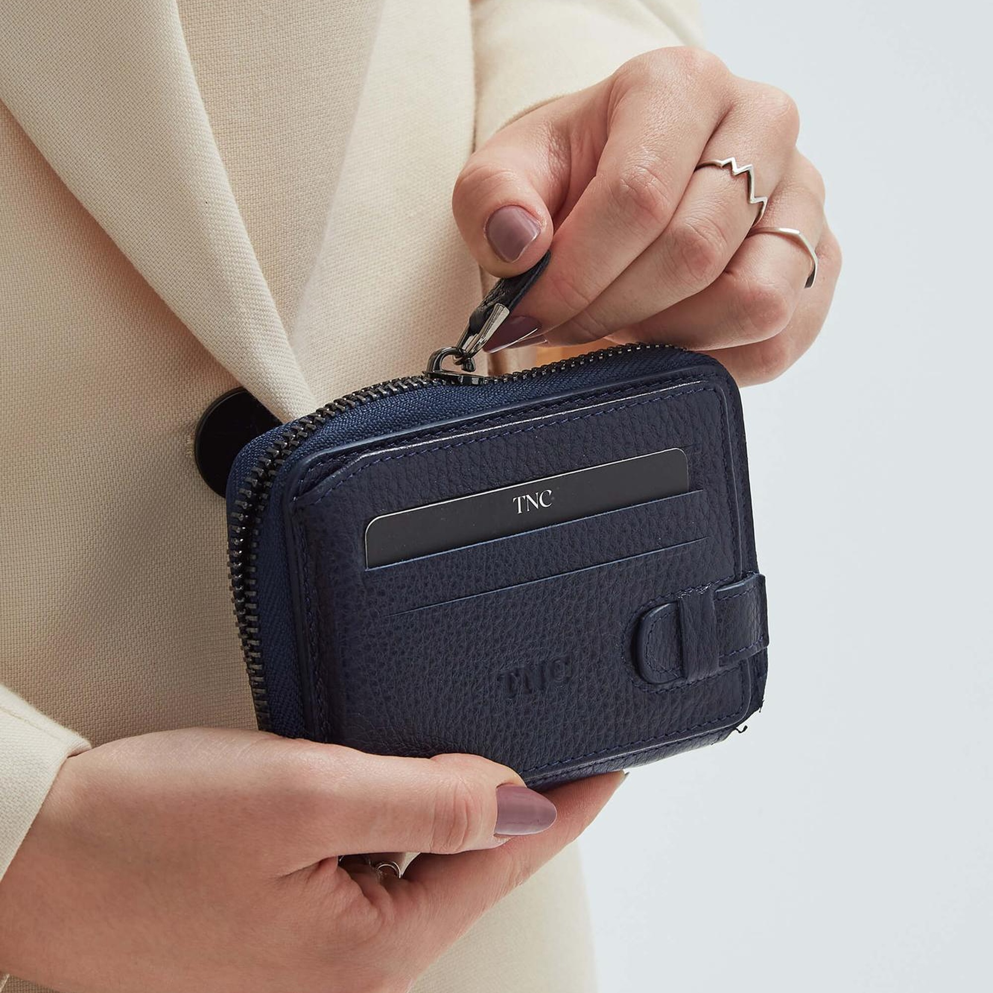 Tamer Tanca Erkek Hakiki Deri Lacivert Kartlık