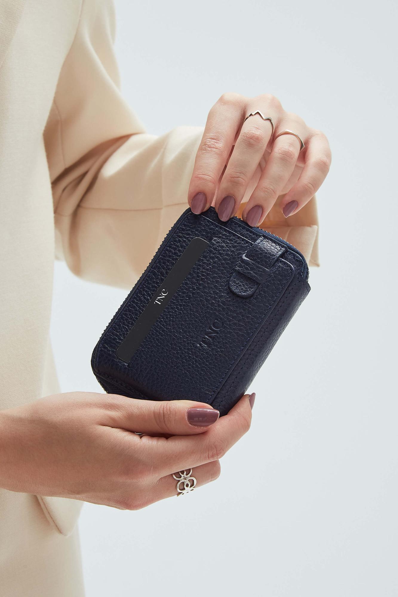  Tamer Tanca Erkek Hakiki Deri Lacivert Kartlık