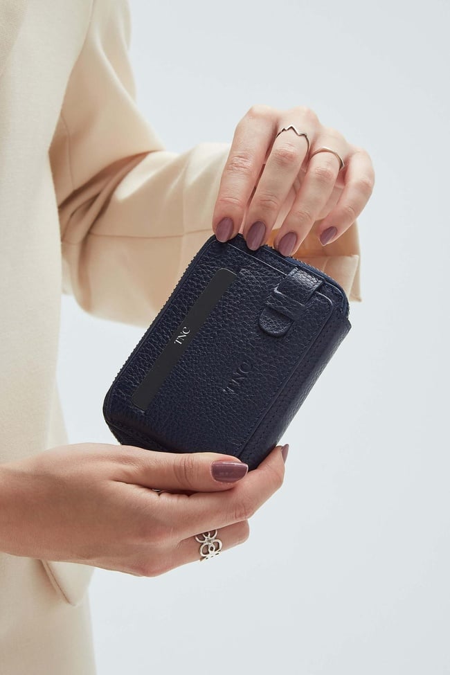  Tamer Tanca Erkek Hakiki Deri Lacivert Kartlık