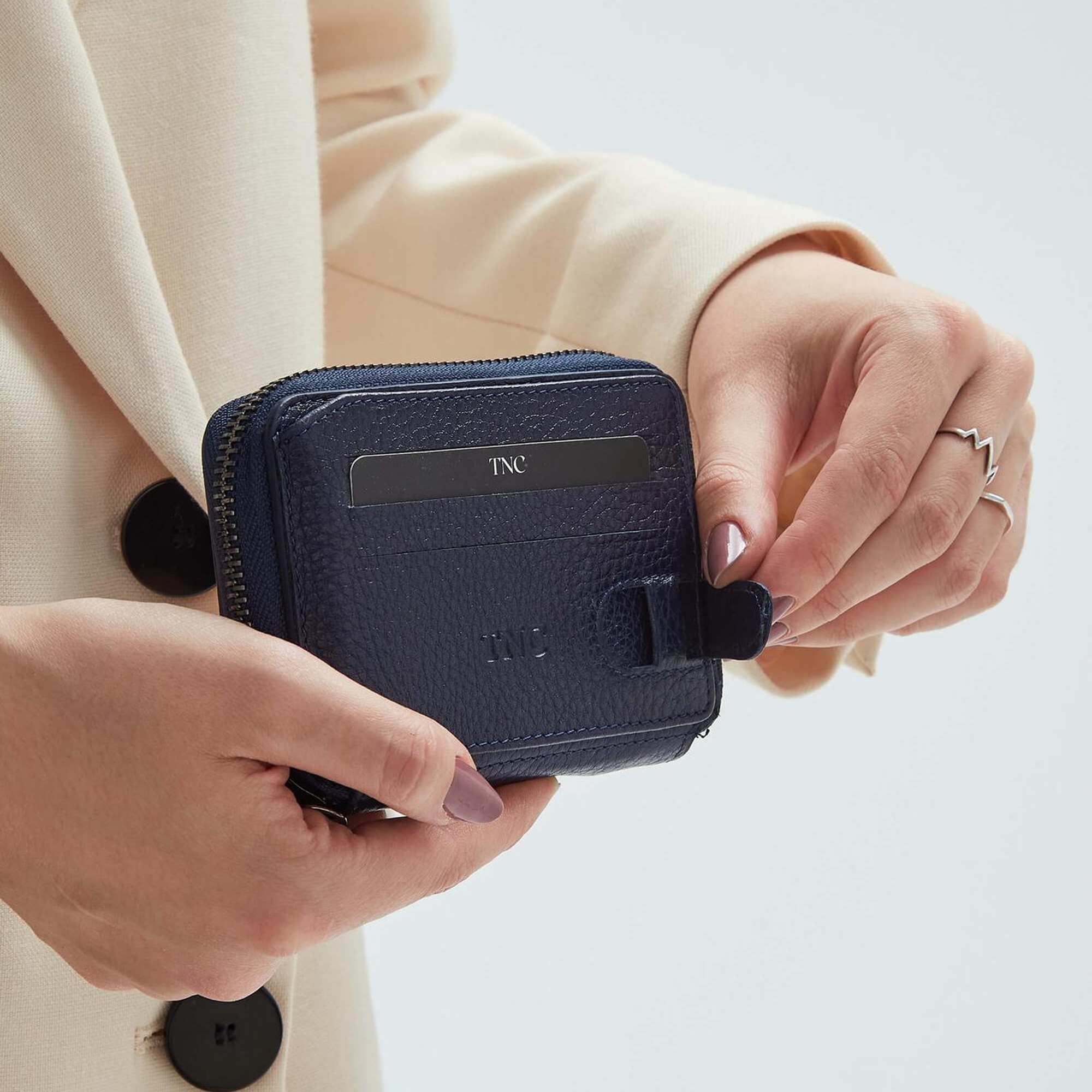 Tamer Tanca Erkek Hakiki Deri Lacivert Kartlık