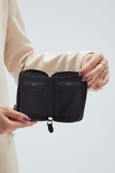  Tamer Tanca Erkek Hakiki Deri Siyah Floter Kartlık