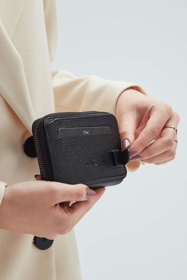  Tamer Tanca Erkek Hakiki Deri Siyah Floter Kartlık