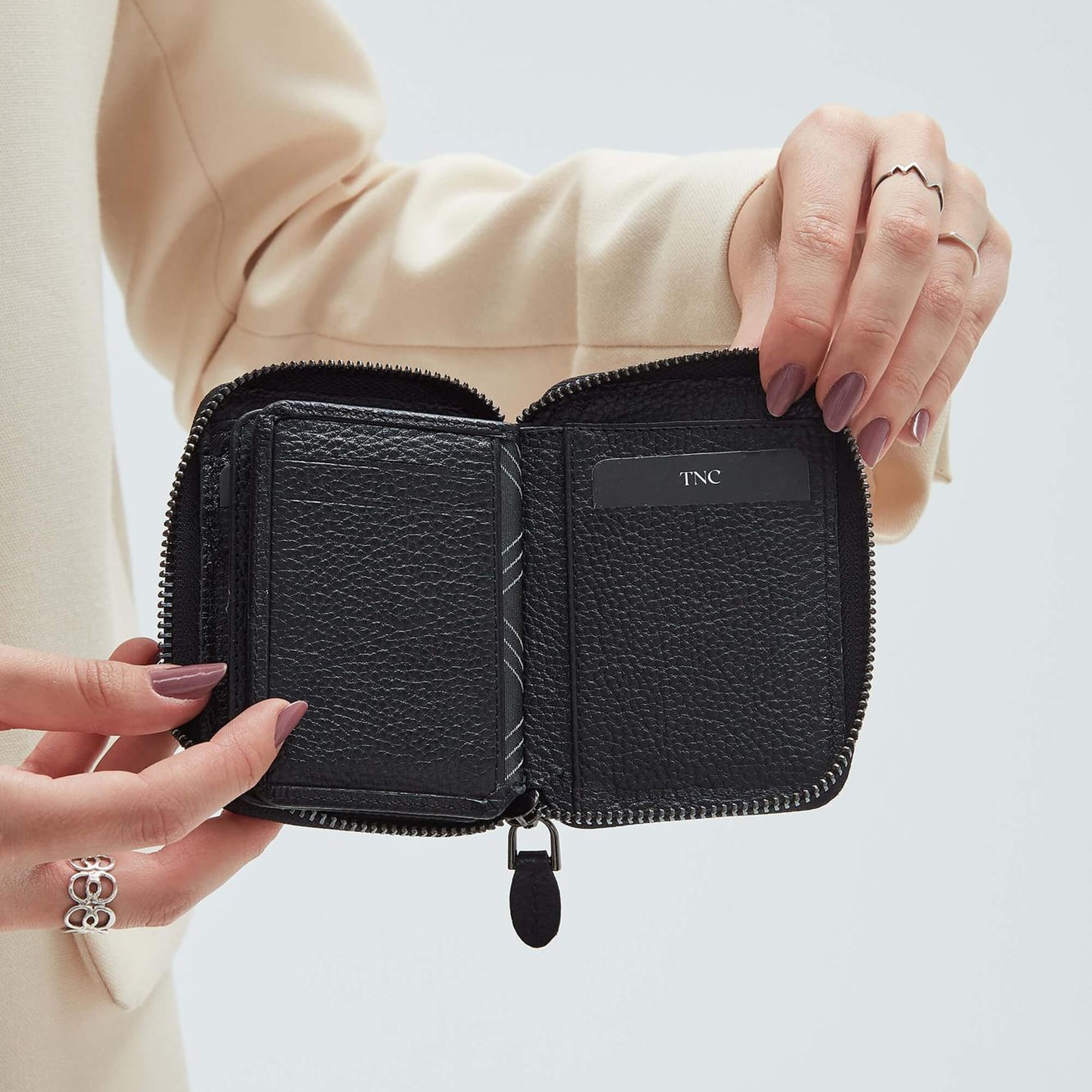 Tamer Tanca Erkek Hakiki Deri Siyah Floter Cüzdan Cuzdan