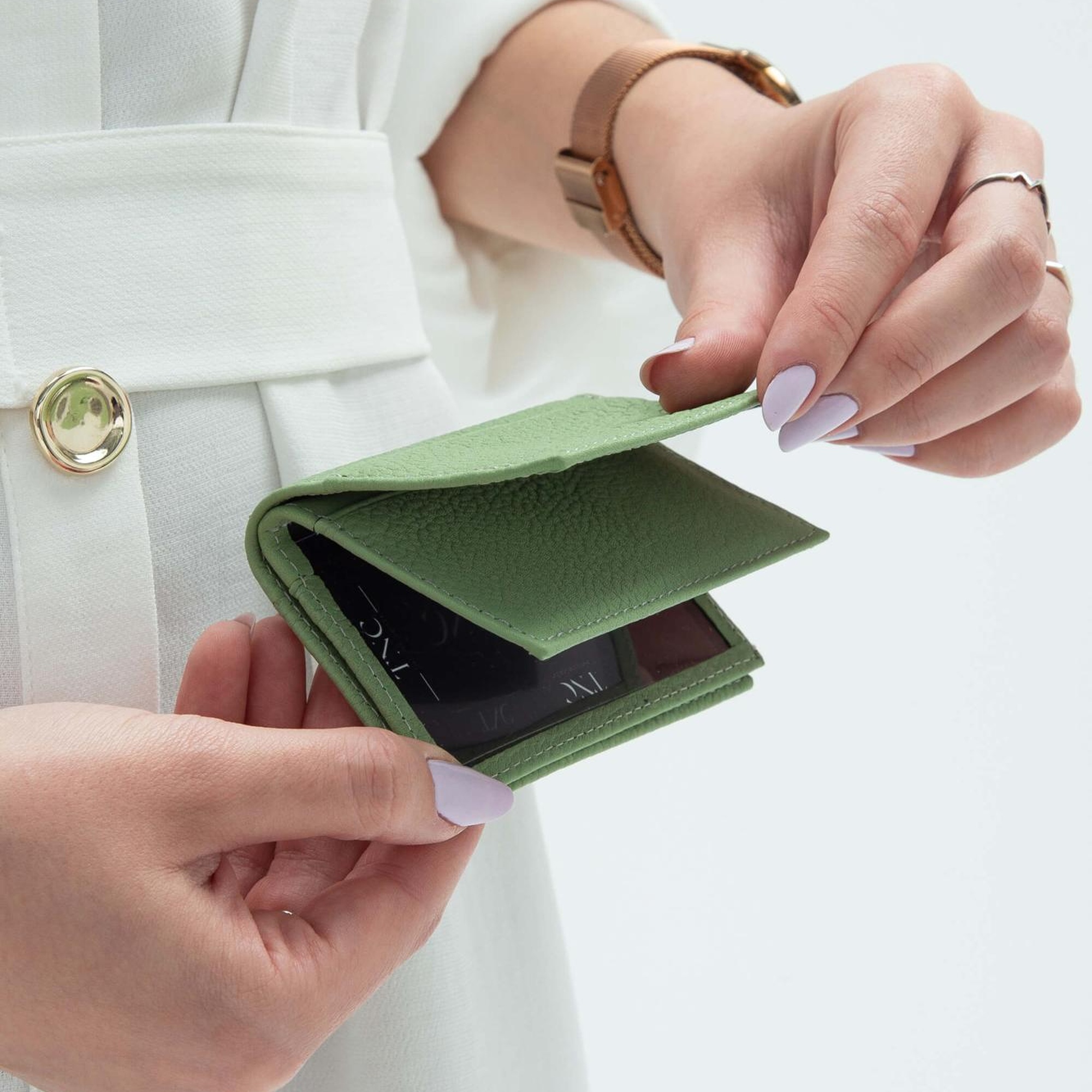 Tamer Tanca Erkek Hakiki Deri Su Yeşili Kartlık