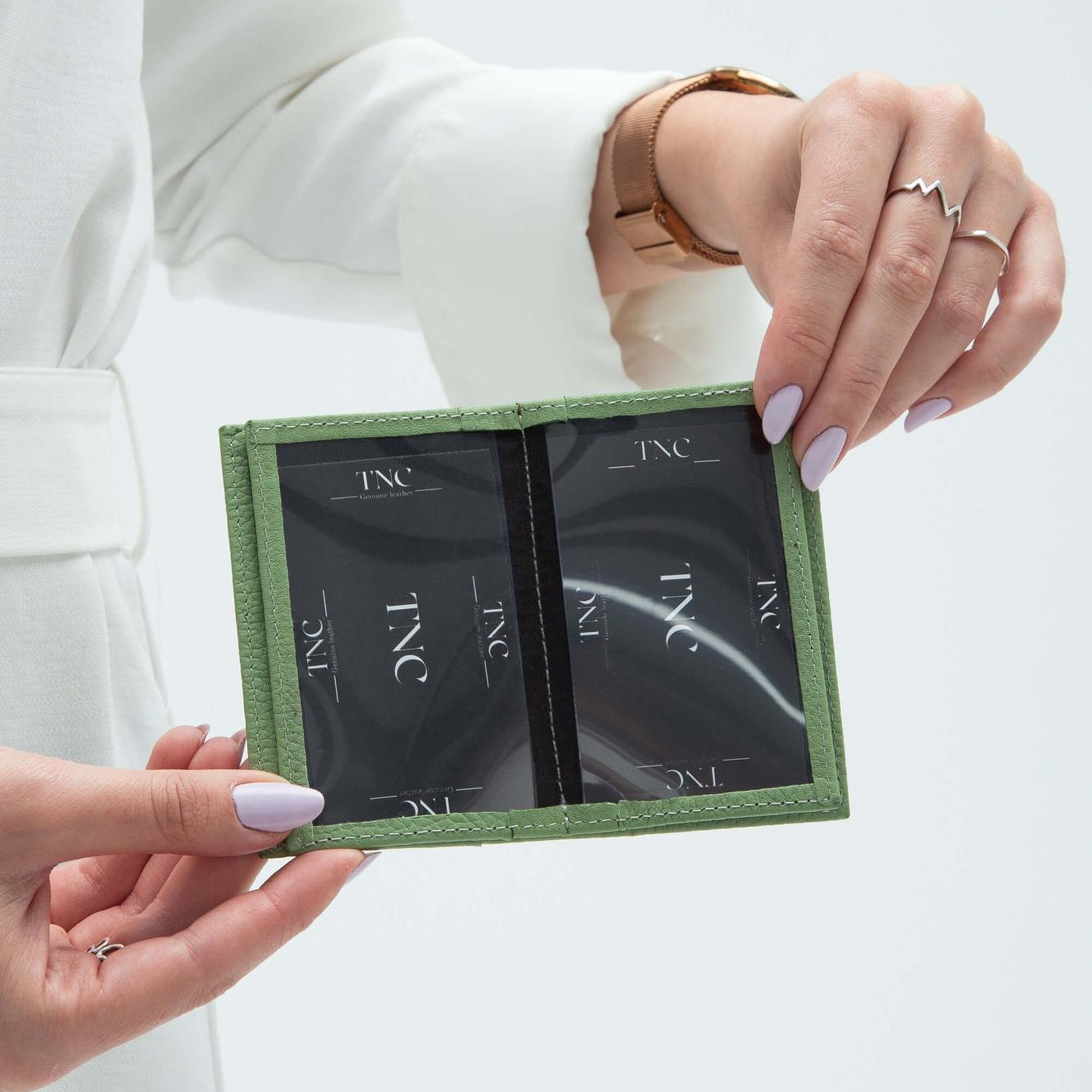 Tamer Tanca Erkek Hakiki Deri Su Yeşili Kartlık