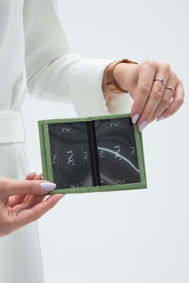  Tamer Tanca Erkek Hakiki Deri Su Yeşili Kartlık