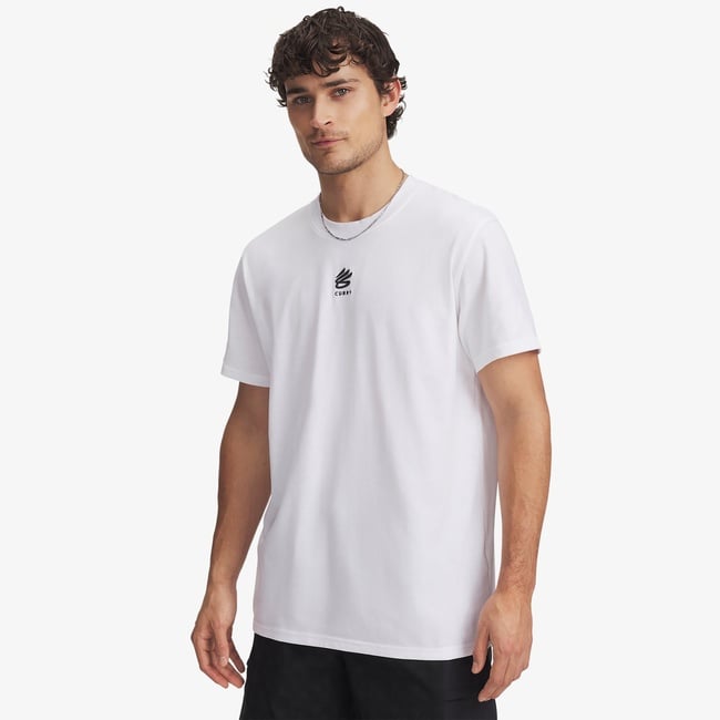  Under Armour Curry Heavyweight Logo Erkek Beyaz T-Shirt