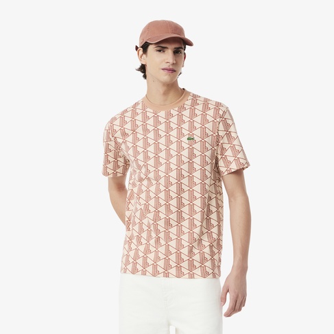  Lacoste Relaxed Fit Monogram Erkek Kahverengi T-Shirt
